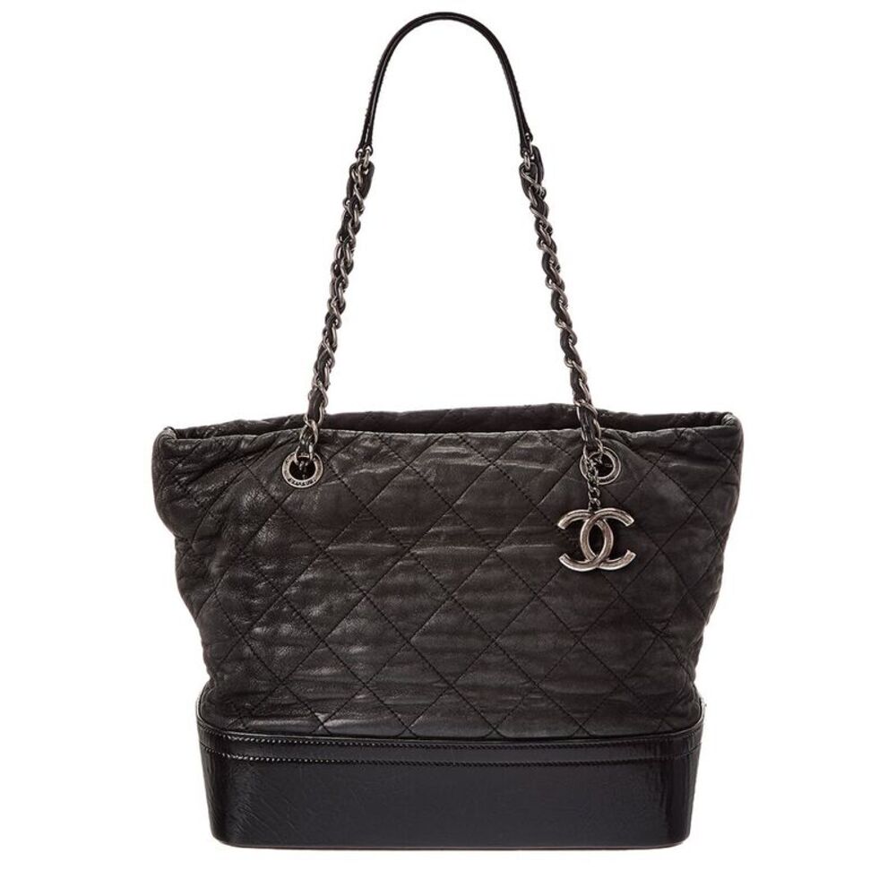 Chanel Black Iridescent Calfskin Leather Vip Shopping Tote (Authentic Pre-Loved)